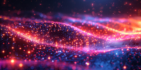 Digital background for tech, AI, neural networks, data, audio, graphics