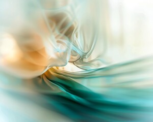 Aufkleber - Abstract Tranquil Waves, Gentle Flow of Aqua and Cream Colors, Modern Artistic Background