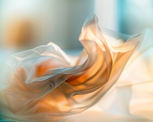 Aufkleber - Abstract Close-up of Flowing Silk Fabric in Soft Pastel Tones, Highlighting Light and Texture in Studio Setting