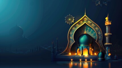 Wall Mural - ramadan Kareem copy space background illustration