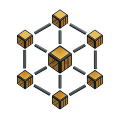 Aufkleber - 3D Blockchain consists of blocks