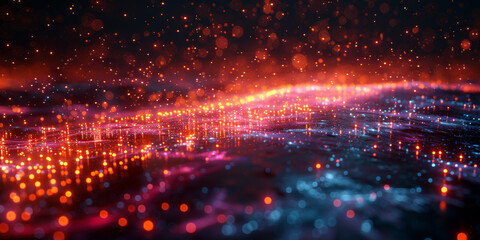 Digital background for tech, AI, neural networks, data, audio, graphics