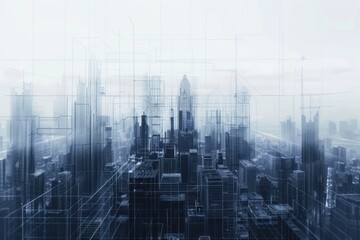 Wall Mural - Abstract city skyline. Futuristic Banner with Sleek Building Architecture - Modern Design Banner with Futuristic Building Architecture - Generativ AI