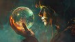© Kasorn - A person holding a crystal ball, gazing into its depths with a thoughtful expression.