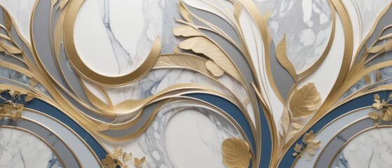 Wall Mural - golden botanical texture wall art modern. marble art design with an abstract shape and gold pattern.