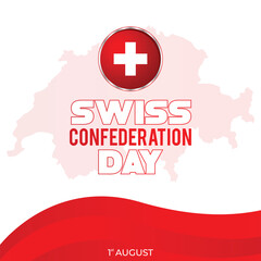 Wall Mural - Swiss Confederation Day with Red map of the country