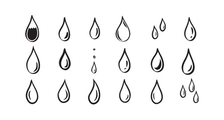 Wall Mural - Hand drawn doodle water drop. Water drops icons