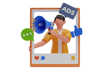 Aufkleber - Social Advertising 3D Illustration