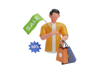 Poster - Shopping Sale 3D Illustration