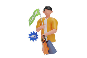 Poster - Shopping Sale 3D Illustration