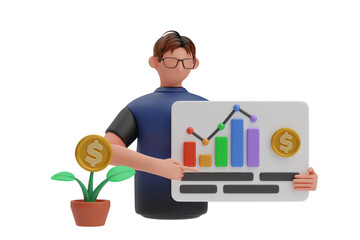 Aufkleber - Financial Planner is analyzing financial growth 3D Illustration
