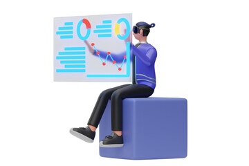 Poster - Business Analytics Using Metaverse 3D Illustration