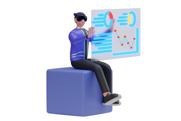 Poster - Business Analytics Using Metaverse 3D Illustration
