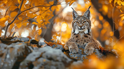 Bobcat in nature autumn