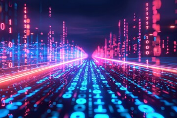 Digital Binary Technology Background created with Generative AI