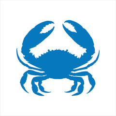 Blue crab silhouette isolated on white background. Crab icon vector illustration design.