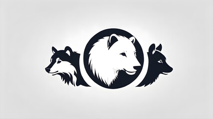 Wall Mural - Many animals together themed logo icon symbol emblem on the white background  Generative AI