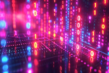 Digital Binary Technology Background created with Generative AI