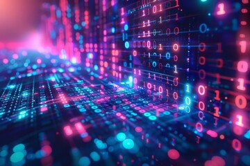 Digital Binary Technology Background created with Generative AI