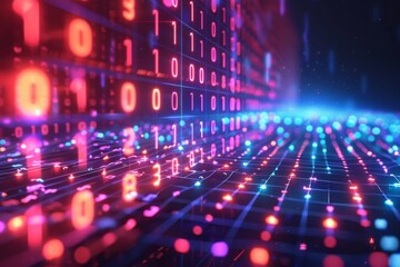 Digital Binary Technology Background created with Generative AI