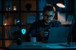 © SHI - Merchants use smartphones and computers with cybersecurity technology to protect personal data and secure Internet access. Data network security and privacy concepts.