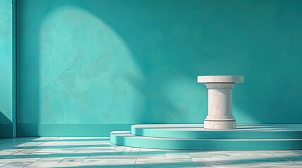 Wall Mural - A modern lectern on a solid turquoise background,