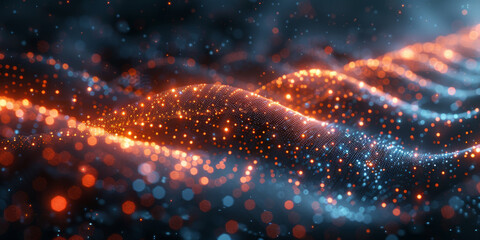 Digital background for tech, AI, neural networks, data, audio, graphics