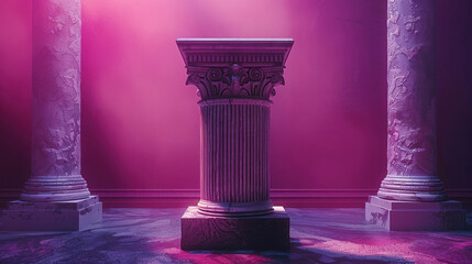Wall Mural - A ornate lectern on a solid purple background,