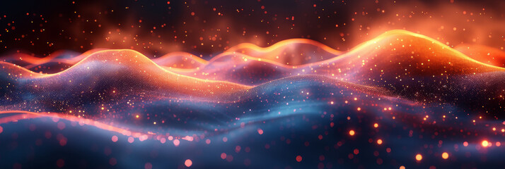 Digital background for tech, AI, neural networks, data, audio, graphics