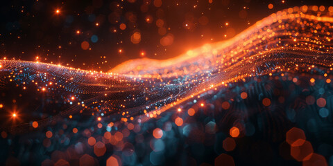 Digital background for tech, AI, neural networks, data, audio, graphics