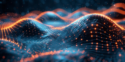 Digital background for tech, AI, neural networks, data, audio, graphics