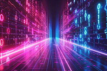 Digital Binary Technology Background created with Generative AI