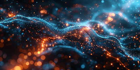 Digital background for tech, AI, neural networks, data, audio, graphics
