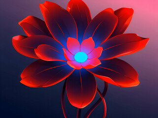 Sticker - abstract neon Fantasy Flower Red Petals Glow Illuminate