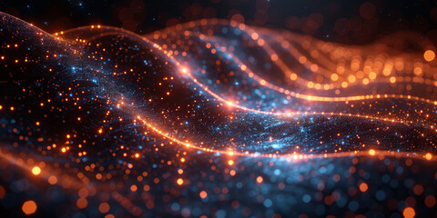 Digital background for tech, AI, neural networks, data, audio, graphics