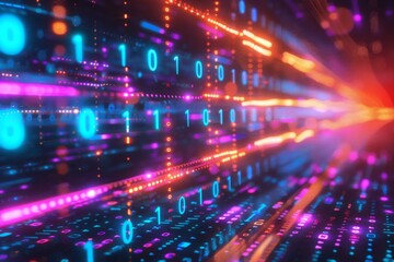 Digital Binary Technology Background created with Generative AI