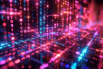 Digital Binary Technology Background created with Generative AI
