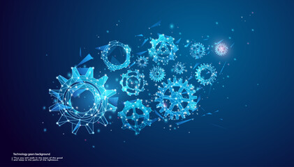 Aufkleber - Cogs and gear wheel mechanisms. Hi-tech digital technology and engineering. 