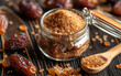 © praewpailyn - A closeup shot of date sugar in a glass jar