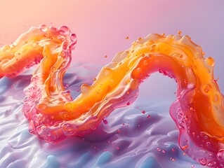 Wall Mural - Vibrant Fluid Shapes in Motion Highlighting the Role of B12 in Bladder Function