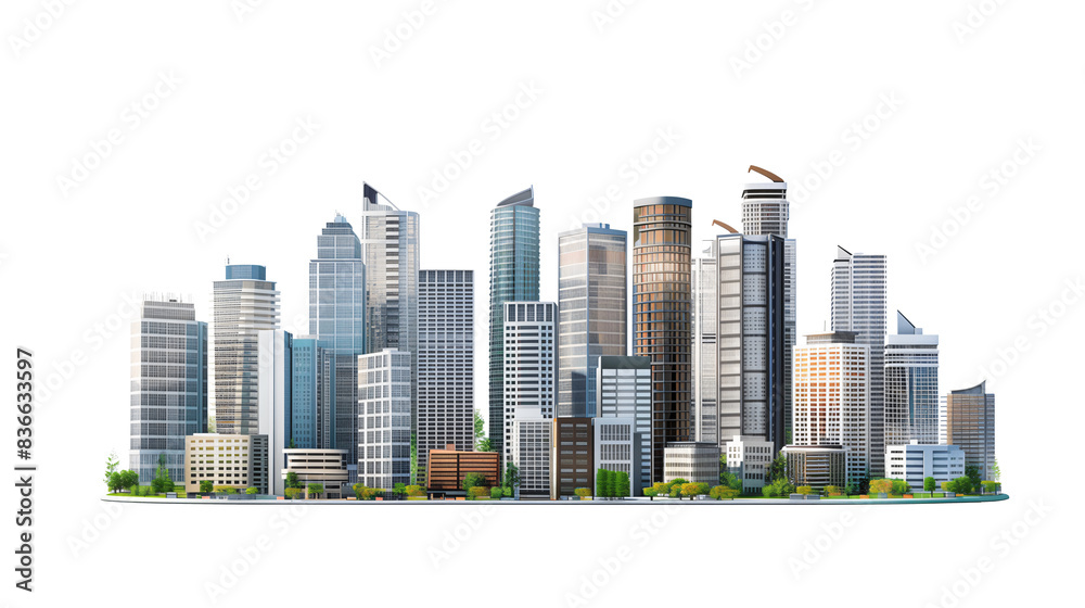 Modern Cityscape Buildings Isolated on Transparent Background for Urban ...