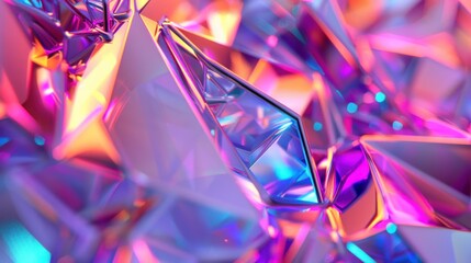 Wall Mural - close up of colorful geometric crystal texture background, 3d rendering. generative ai image