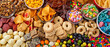 © Wonderful Studio - snacks, sweet and candy background, junk fast food unhealthy nutrition