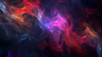 Wall Mural - abstract digital wallpaper with futuristic glowing colorful waves on dark background. generative ai 