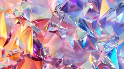Wall Mural - close up of colorful geometric crystal texture background, 3d rendering. generative ai image