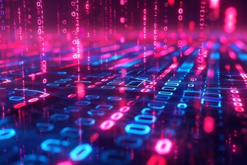 Digital Binary Technology Background created with Generative AI