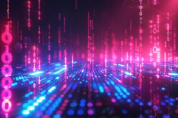Digital Binary Technology Background created with Generative AI