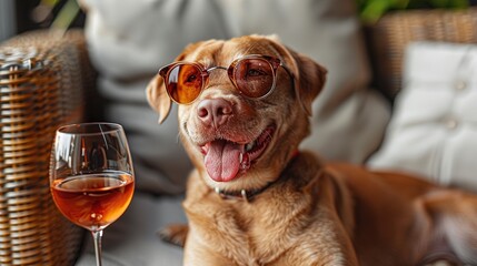 Wall Mural - dog and wine