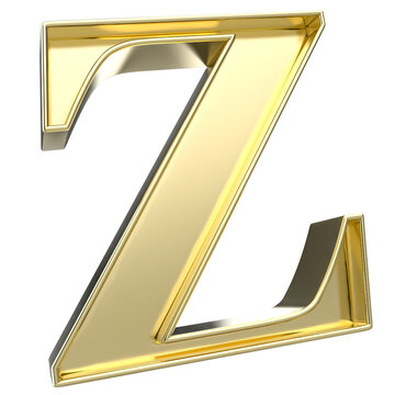 Z Font Gold 3D Rendering