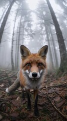 Wall Mural - A close up of a fox in a forest